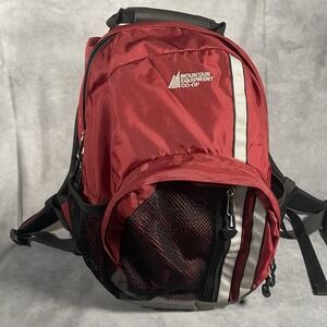 Mountain Equipment Co-op Hiking Backpack Red Black Side Net Pockets